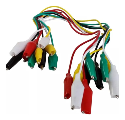 Cables Caimán Conector Clip X10 Unidades Colores Surtidos 