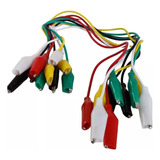  Cables Caimán Conector Clip X10 Unidades Colores Surtidos 