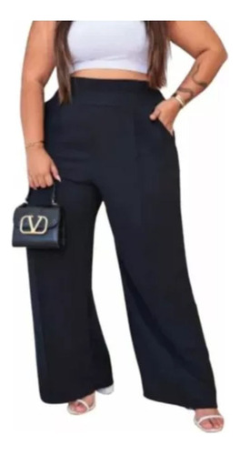 Calça Pantalona Plus Size Duna S/ Botão Alfaiataria