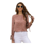 Blusa Dama Floral Con Puño De Nudo.