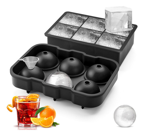 Moldes Para Hielo Esferas Y Cubos Grandes 3 Piezas Silicona