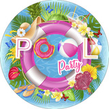 Painel De Festa - Pool Party Piscina Boia Rosa - 1,50x1,50