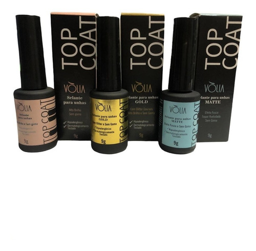 3 Top Coat Vòlia A Sua Escolha Matte Silver Gold Tradicional