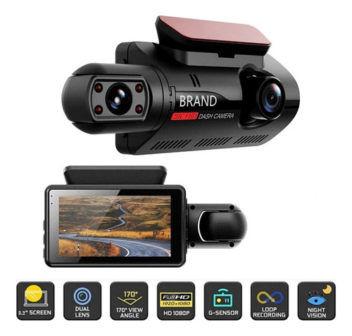 Gravador De Câmera Ips De 3,0 Polegadas Hd1080p Dash Cam