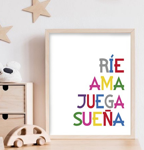 Lámina Imprimible 20x30  Frases Rie Ama Juega Sueña