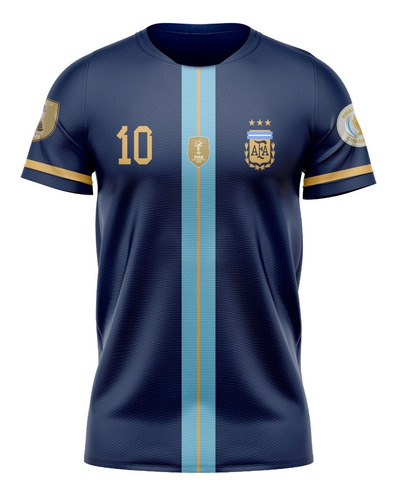 Camiseta Argentina Campeon Del Mundo 2022 Tres Estrellas