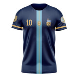 Camiseta Argentina Campeon Del Mundo 2022 Tres Estrellas