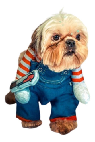 Roupa Pet Fantasia Chucky Halloween Para Cão E Gato G E Gg