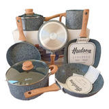 Bateria De Cocina Hudson Granito Stone,9p Apta Induc. 4mm.