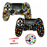 Kit 2 Fundas Compatibles Con Control Ps4 Slim Pro + Grips 27