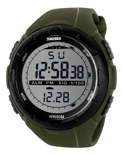 Reloj Hombre Skmei 1025 Sumergible Digital Alarma Cronometro Color De La Malla Verde