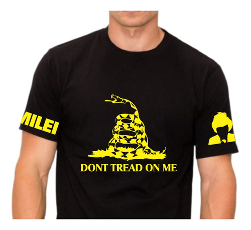 Remera Javier Milei Dont Tread On Me La Casta Peluca Vibora