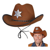 Sombrero Gorro Sheriff Vaquero Disfraz Cowboy Texas Marron