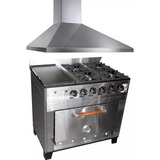 Cocina Industrial Eg Acero 4 Hornallas +plancha + Camapana.