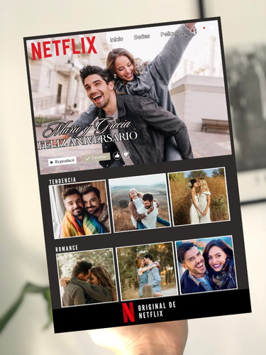 Cuadro Novios Aniversario Netflix Regalo Personalizado 20x30