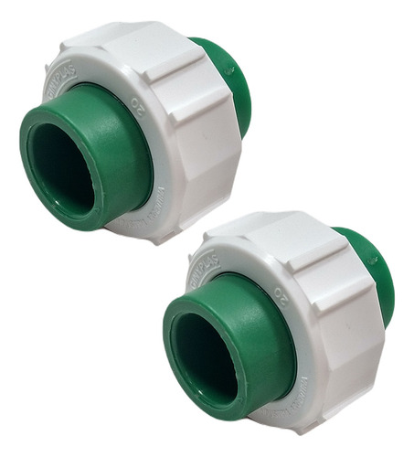 Union Doble 1/2 20mm Fusion Verde Para Agua Caliente Fria X2