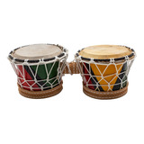 Bongô De Couro Pvc Colorido C/ Corda Instrumento Percussão