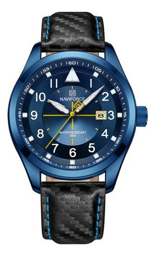 Reloj Naviforce Original Nf 8022 Cuero Azul + Estuche