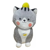 Gato Sentado De Peluche Grande 45cm Kawaii Suave Fruta Limón