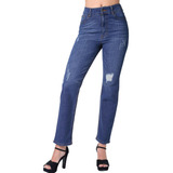 Jeans Moda Recto Mujer Azul Stfashion 63104608