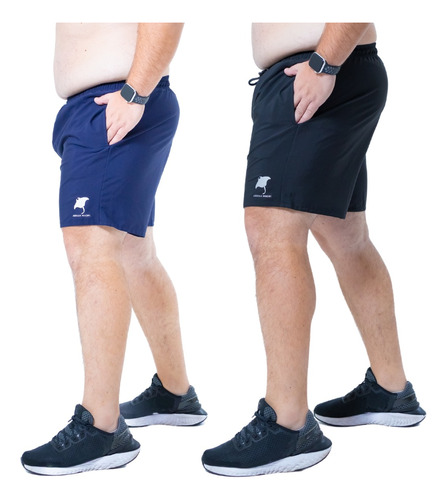 Kit 2 Shorts Bermuda Masculina Básico Tactel Plus Size