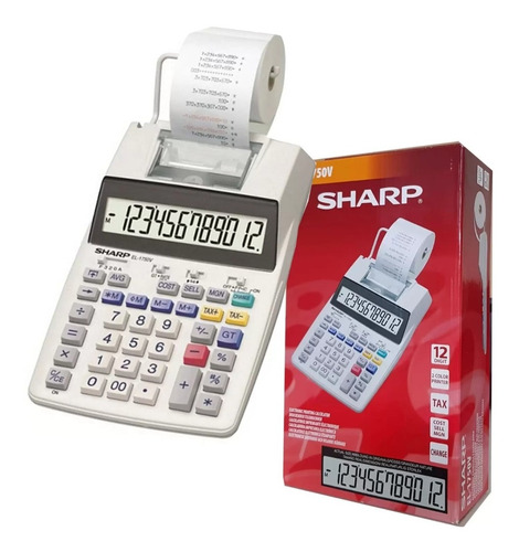 Calculadora Sharp Bobina 1750v + Pilha + Fonte Bivolt C/ Nf