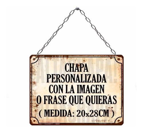 Cartel Chapa Personalizada 20x28cm