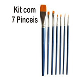 Kit Pinceis Para Arte Aquarela Guache Acrilica Oleo 7 Unid.