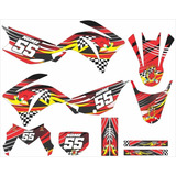 Adesivo Motocross Trilha Para Yamaha Xtz 250 Lander 19724 Cor Vermelho Preto Amarelo