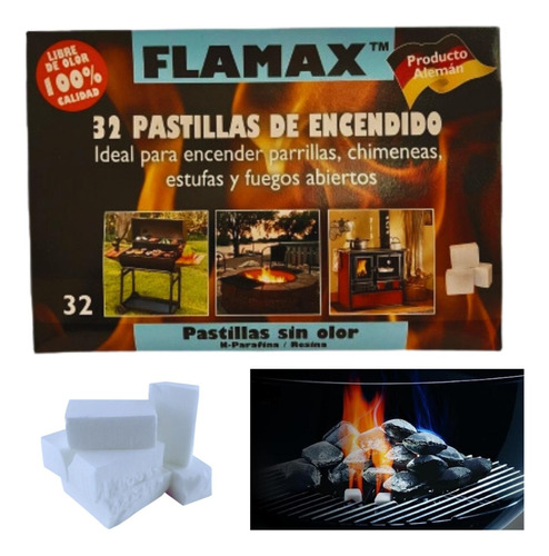 Caja 32 Pastillas Iniciador De Fuego Para Quincho Parrilla 