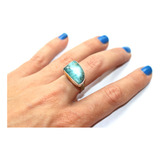 Anillo Con Piedra Natural Larimar Engarzado Plata 925/c3