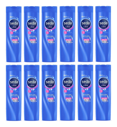 Kit 12 Shampoo Seda Anti Caspa Hidratação Diária -325ml Cada