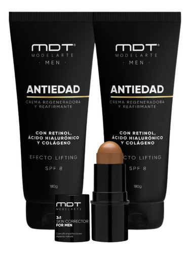 Kit Skin Care Para Hombre Crema Retinol X2+ Corrector Dark