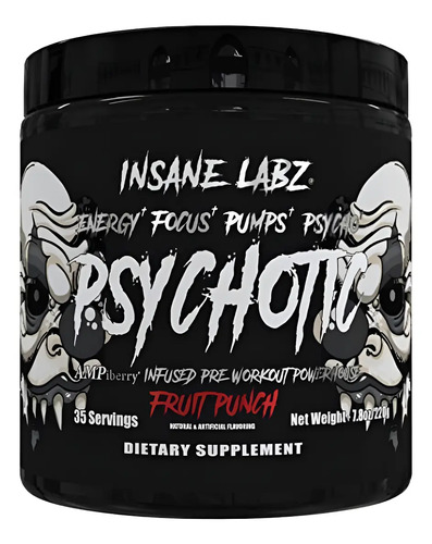 Insane Labz Psychotic Black, Oxido Nitrico, Pre Entreno. | MercadoLibre