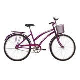 Bicicleta Aro 24 Feminina Susi Roxa Com Para-lama E Cesta