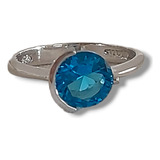 Anillo Para Mujer .plata 925 Hermoso Topacio Azul