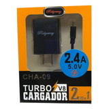 Lote 10 Pzs Cargador Micro Usb V8 2.4 Amp 5v Cha-56 Mayoreo