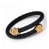 Pulsera Brazalete Elegante Hombre Calavera Cráneo Baño Oro