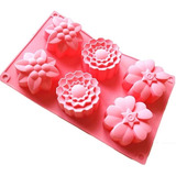 Molde Silicon 6 Flores Floral Jabon Reposteria Velas Resina