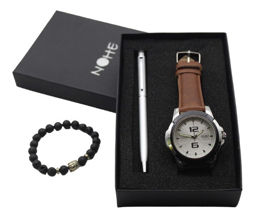 Reloj Hombre, Set De Regalo, Pulsera, Pluma Estuche