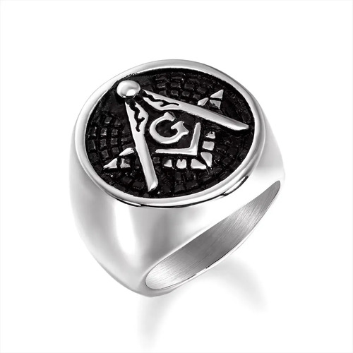 Anillo Acero Inoxidable 316 Masónico Macizo Aprendiz Unisex