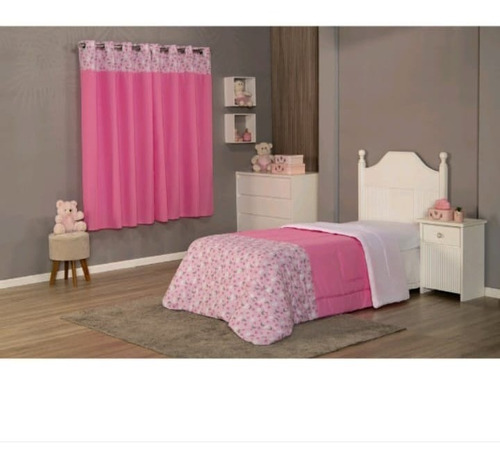 Kit De Cama Infantil Edredon E Cortina Menina