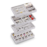 Set X4 Organizador Joyero Aretes Anillos Para Cajón Apilable