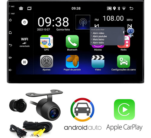 Central Multimidia Android 13 Carplay + Molduras