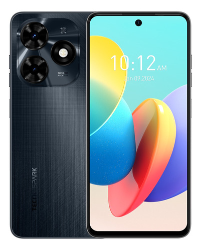 Celular Tecno Spark 20c 256gb Negro 4gb Ram Dual Sim Cámara 50mp Asistente Ai 90hz Hd De 6.6'' Con Isla Dinámica 