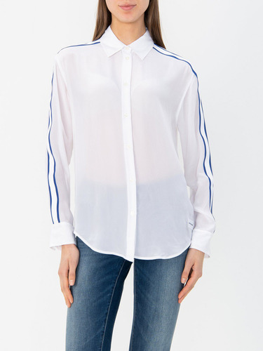 Camisa Con Detalle En Contraste Blanco Calvin Klein Mujer