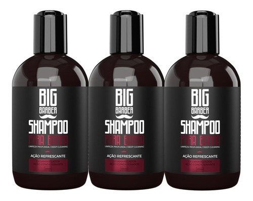 Shampoo Para Barba Big Barber 250ml Atacado Com 3 Unidades