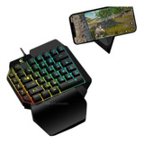 Teclado De Uma Mão Gamer Semi-mecânico Rgb Ergonômico Usb Cor De Teclado Preto