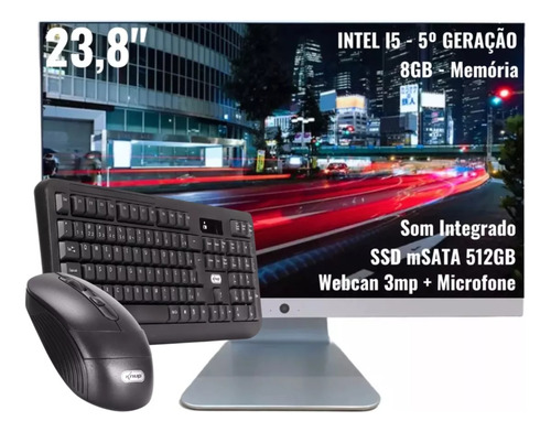 Computador All In One I5 Intel 8gb 23.8 Teclado Mouse S/ Fio