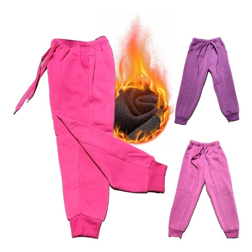 Pack 3 Pantalones Jogger Buzo Invierno Con Polar Niña